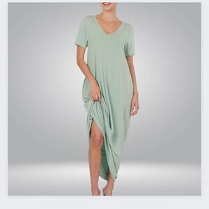 NEW Cozy Soft V Neck Dress S-3X Pockets